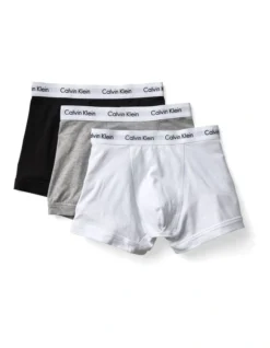 Calvin Klein Cotton Stretch Trunk White/Grey/Black 3 Pack