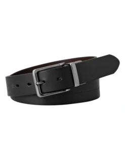 Fossil Brandon Black Leather Reversible Belt