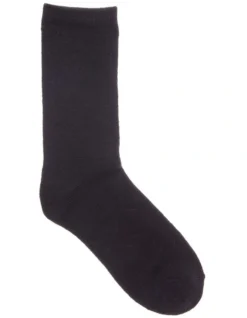 1 Pair Crew Length Socks Contain Wool In Black