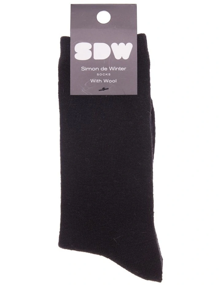 1 Pair Crew Length Socks Contain Wool In Black 2 1 Pair Crew Length Socks Contain Wool In Black - Image 2