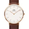 Daniel Wellington 40mm Classic Bristol Rose Gold Leather Watch