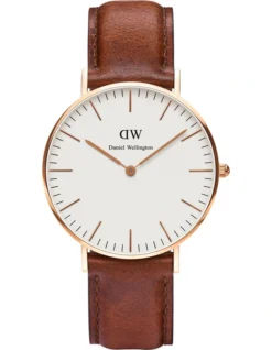 Daniel Wellington Classic St Mawes 36mm Rose Gold Leather Watch