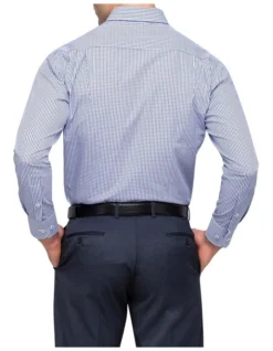 Van Heusen Classic Fit Check Business Long Sleeve Shirt Navy -Myer Clothing Shop 387046180 6 720x928