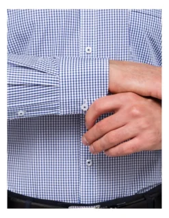 Van Heusen Classic Fit Check Business Long Sleeve Shirt Navy -Myer Clothing Shop 387046180 7 720x928