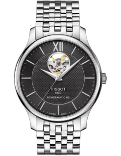 Tissot Tradition Powermatic 80 Open Heart T0639071105800 Automatic Watch In Black