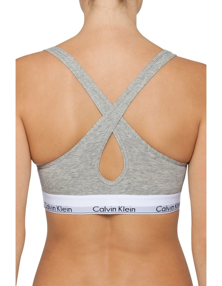 Calvin Klein Modern Cotton Lightly Lined Bralette In Grey 2 Calvin Klein Modern Cotton Lightly Lined Bralette In Grey - Image 2
