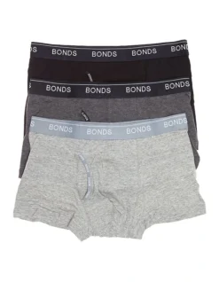 Bonds Guyfront Trunk 3 Pack In Grey