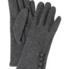 Button Trimmed Grey Cotton Gloves