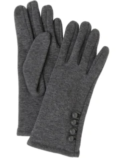 Button Trimmed Grey Cotton Gloves