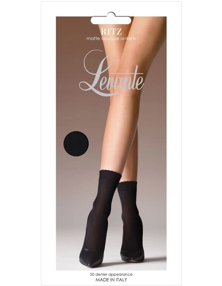 Levante Black Opaque Anklet With Picot Band 1 Levante Black Opaque Anklet With Picot Band