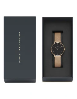 Daniel Wellington Petite Melrose 32mm Black/Rose Gold Stainless Steel Quartz Watch -Myer Clothing Shop 518623300 7 720x928
