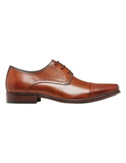Knock Toe Cap Brown Derby Lace Up Dress Shoe