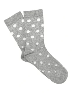 Levante Gigi Cotton Rich Spot Crew Length Socks Grey Marle/Creme
