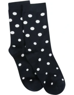 Levante Gigi Cotton Rich Spot Crew Length Socks Grey Ink/White