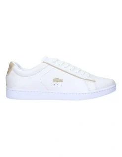 Lacoste Carnaby Evo White/ Gold Leather Lace-Up Sneaker