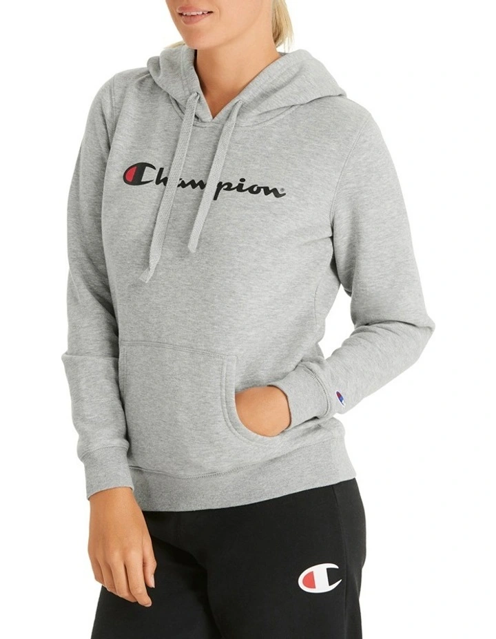 Champion Script Hoodie Oxford Heather 1 Champion Script Hoodie Oxford Heather