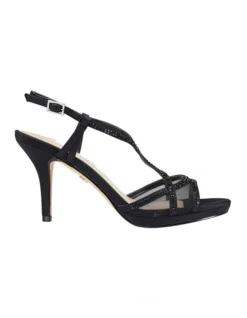 Blossom Black Satin Sandal