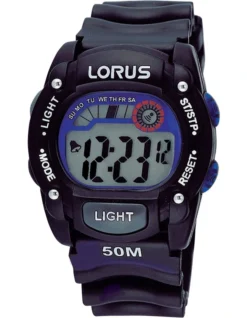 Lorus Lge Rnd Black Dial Black Strap