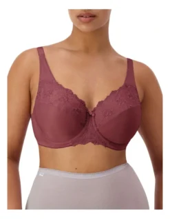 Triumph Embroidered Minimiser Bra In Smokey Russet