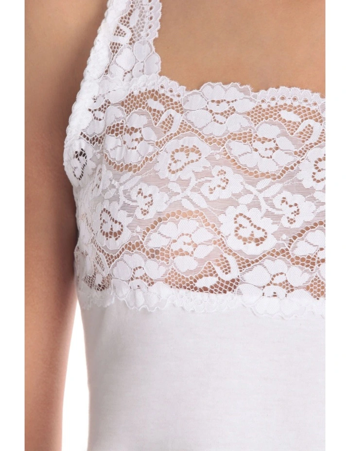 KAYSER Cotton & Lace Cami In White 3 KAYSER Cotton & Lace Cami In White - Image 3