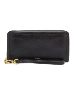 Fossil Logan Black Zip Around Wallet