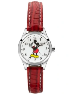 Disney Petite Mickey Red Croco Leather Analog Watch TA56722