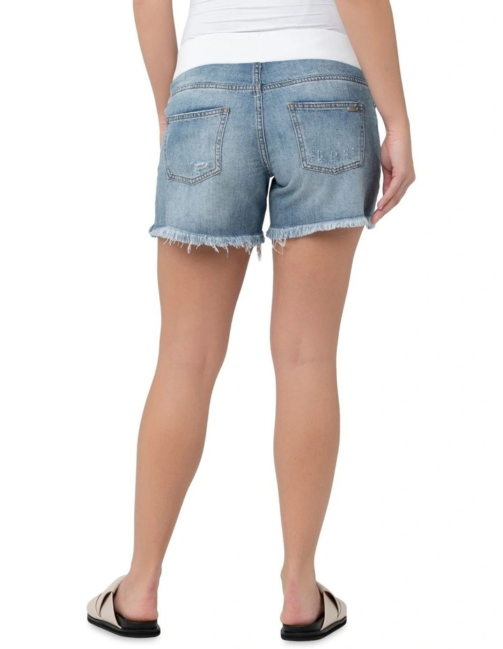 Distressed Denim Short In Blue 3 Distressed Denim Short In Blue - Image 3
