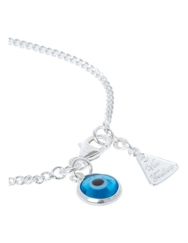 Silver Curb Chain Bracelet With Evil Eye 2 Silver Curb Chain Bracelet With Evil Eye - Image 2