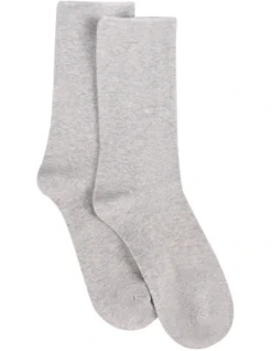 Levante Comfort Top Crew Length Socks In Grey Marle