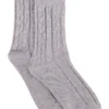 Levante Nina Wool Blend Cable Crew Length Socks Grey Marle