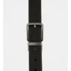32mm Pin Buckle Black/Tan Reversible Belt