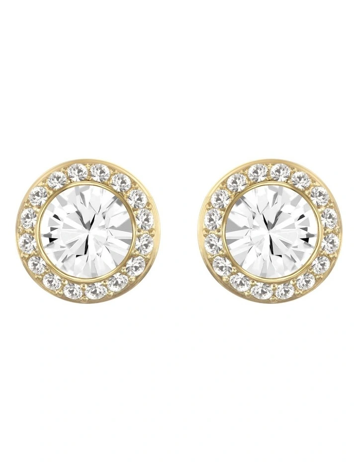 Swarovski Angelic Stud Earrings Round Cut Gold-Tone Plated In White 1 Swarovski Angelic Stud Earrings Round Cut Gold-Tone Plated In White