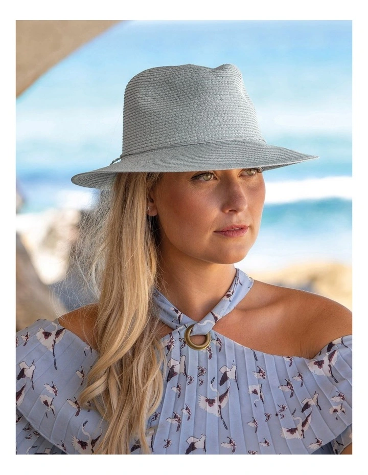Avoca Flexibraid Fedora Hat In Sky Blue 2 Avoca Flexibraid Fedora Hat In Sky Blue - Image 2