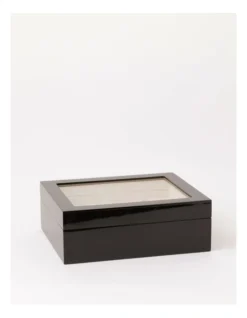 Black 8 Compartment Watch Box