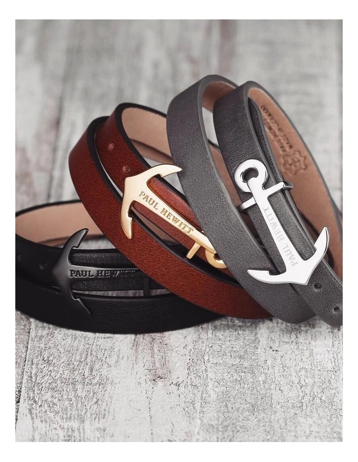 Paul Hewitt PH WB G 1M North Bound Leather Bracelet Gold / Brown 2 Paul Hewitt PH WB G 1M North Bound Leather Bracelet Gold / Brown - Image 2