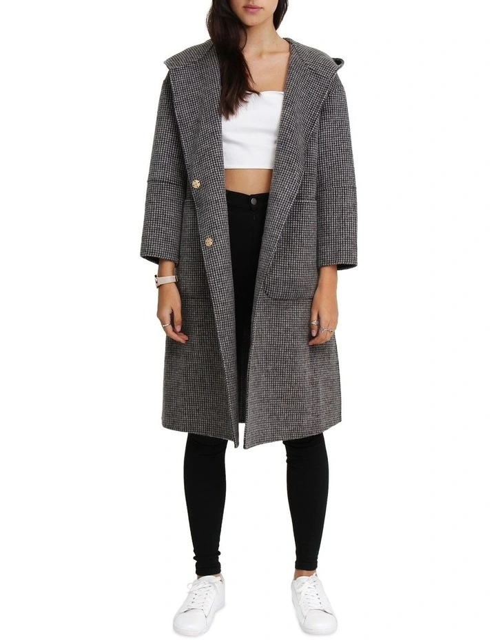 Walk This Way Wool Blend Black/White Oversized Coat 1 Walk This Way Wool Blend Black/White Oversized Coat