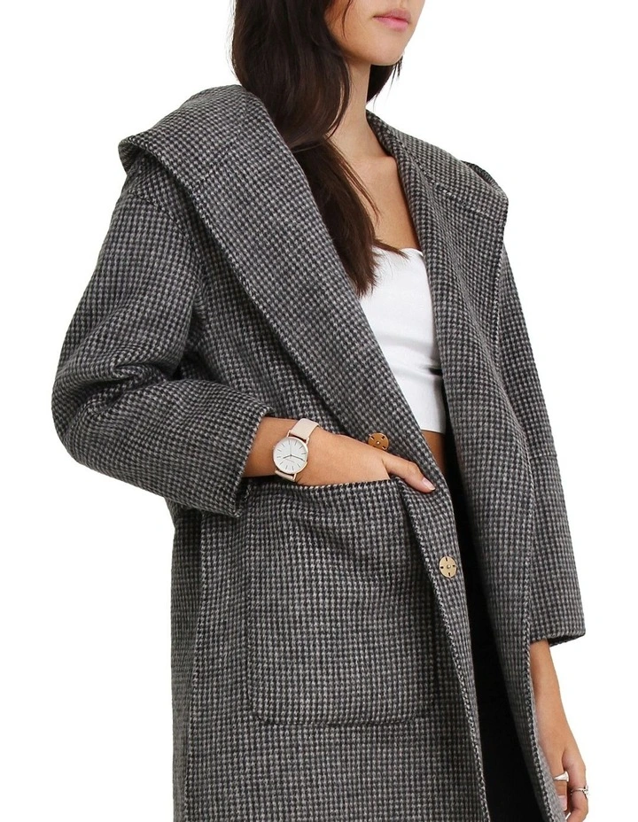 Walk This Way Wool Blend Black/White Oversized Coat 4 Walk This Way Wool Blend Black/White Oversized Coat - Image 4