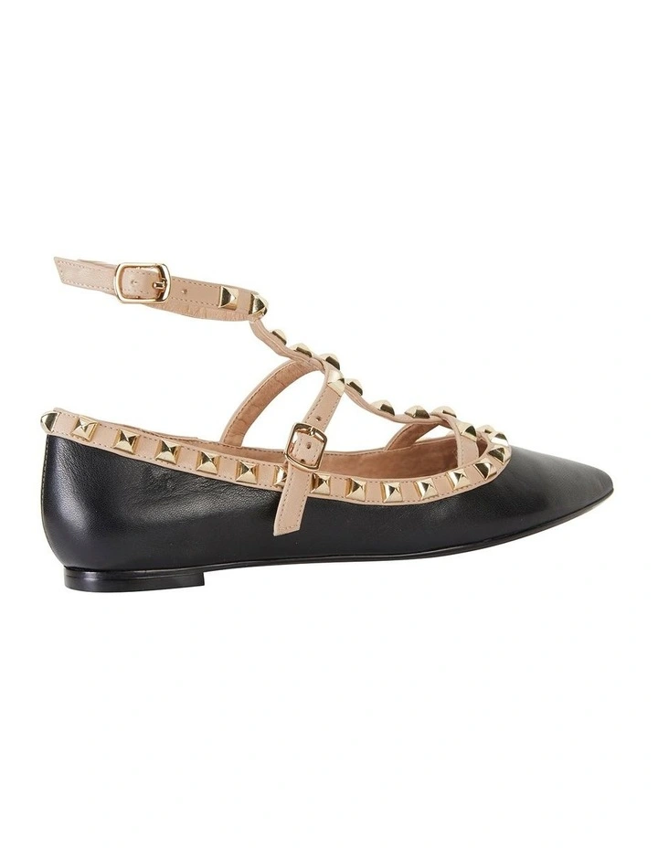Inez Black Kid/Nude Flat Shoes 4 Inez Black Kid/Nude Flat Shoes - Image 4