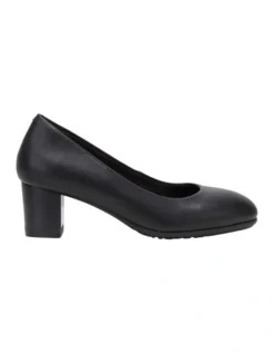 Hush Puppies The Block Heel Black Leather Heeled Shoes