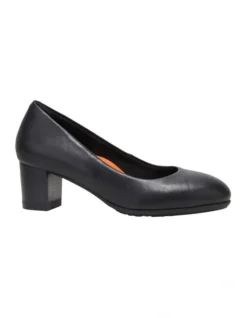 Hush Puppies The Block Heel Black Leather Heeled Shoes -Myer Clothing Shop 729068230 5 720x928
