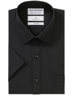 Van Heusen Short Sleeve Business Shirt Black