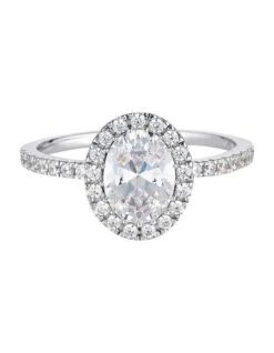 Oval Halo Sterling Silver Ring