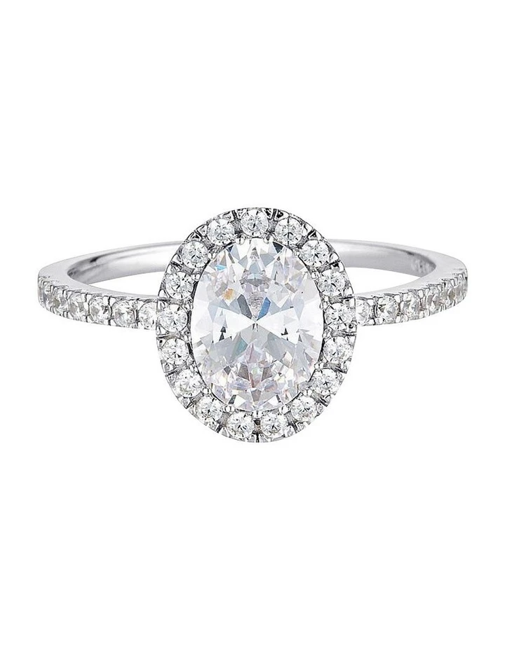 Oval Halo Sterling Silver Ring 1 Oval Halo Sterling Silver Ring
