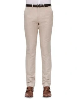 Gibson Slim Fit Sand Linen Caper Trouser