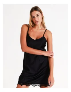 Chloe & Lola Satin Chemise In Black