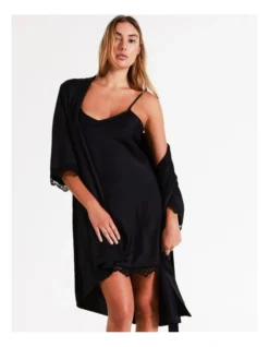 Chloe & Lola Satin Robe In Black -Myer Clothing Shop 743958280 743956750 3 2 720x928