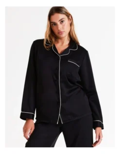 Chloe & Lola Long Sleeve Satin Pyjamas Set Black -Myer Clothing Shop 743958370 743957650 3 3 720x928