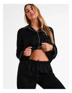 Chloe & Lola Long Sleeve Satin Pyjamas Set Black -Myer Clothing Shop 743958370 743957650 6 720x928