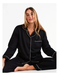 Chloe & Lola Long Sleeve Satin Pyjamas Set Black -Myer Clothing Shop 743958370 743957650 7 720x928