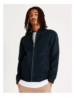 Travis Sueded Bomber Jacket Navy